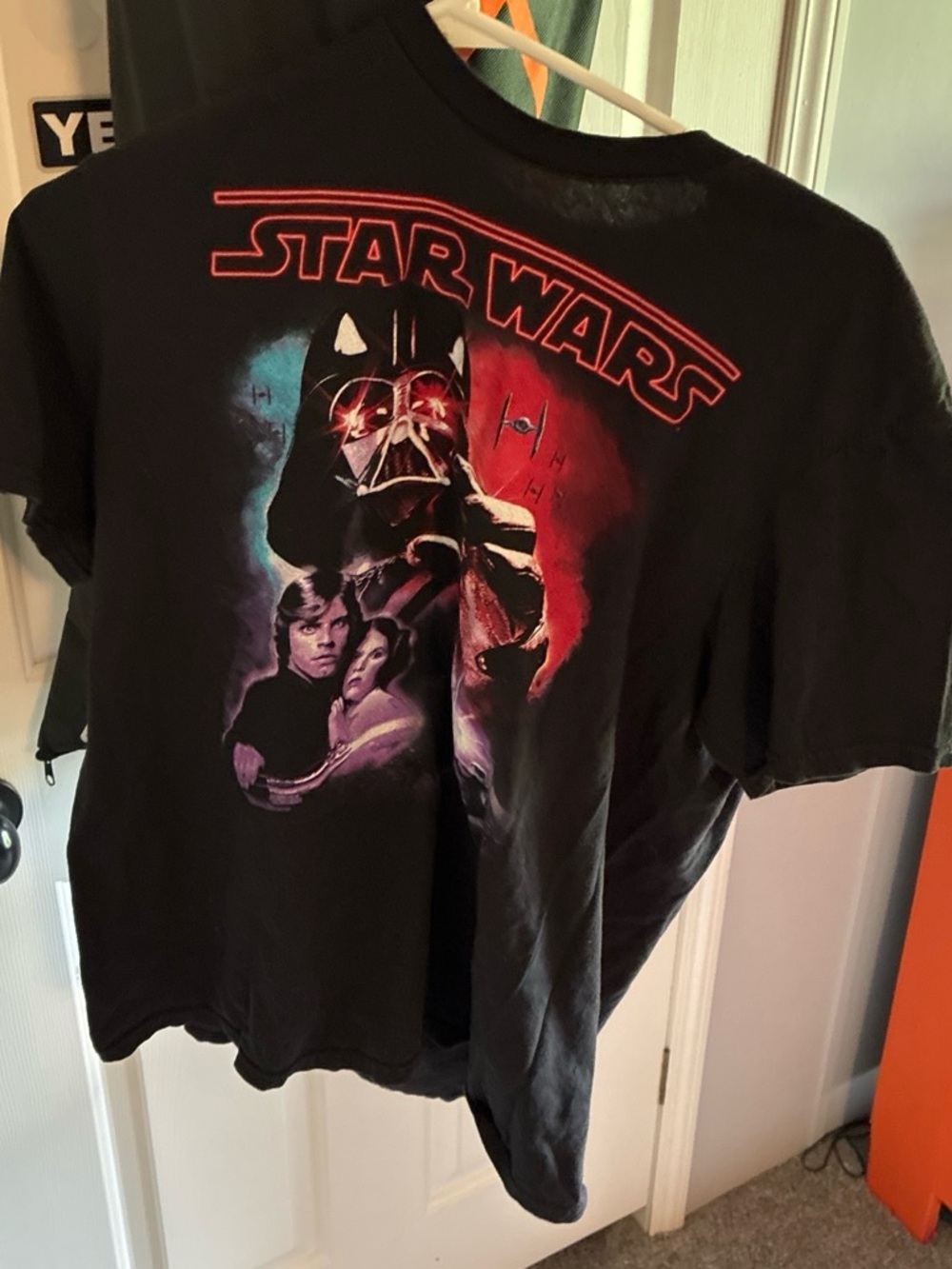 Men’s Star Wars Black Graphic Tee with Red Accent